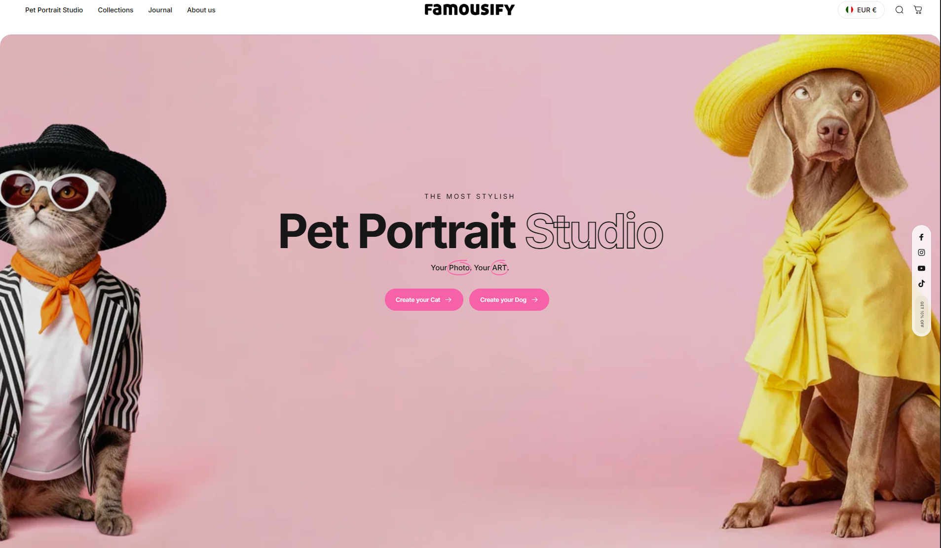 Famousify public storefront hero