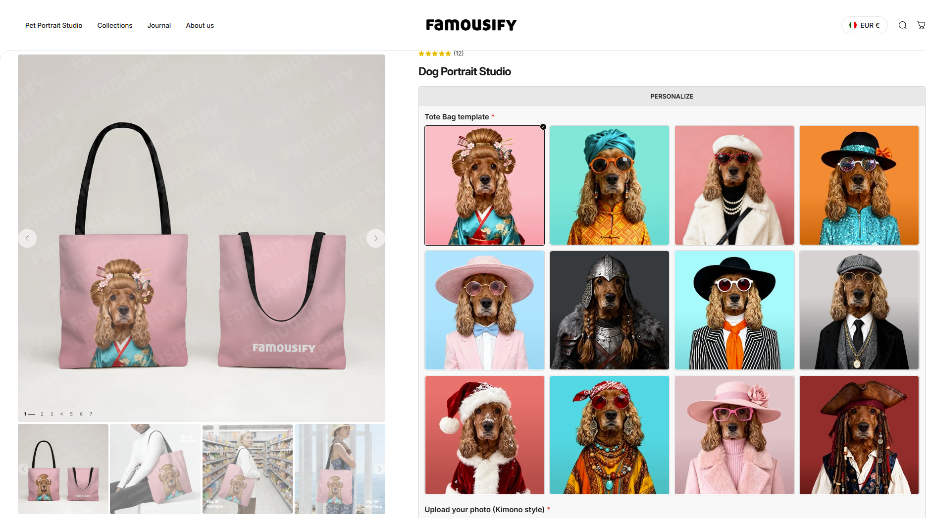 Famousify product customizer with tote bag