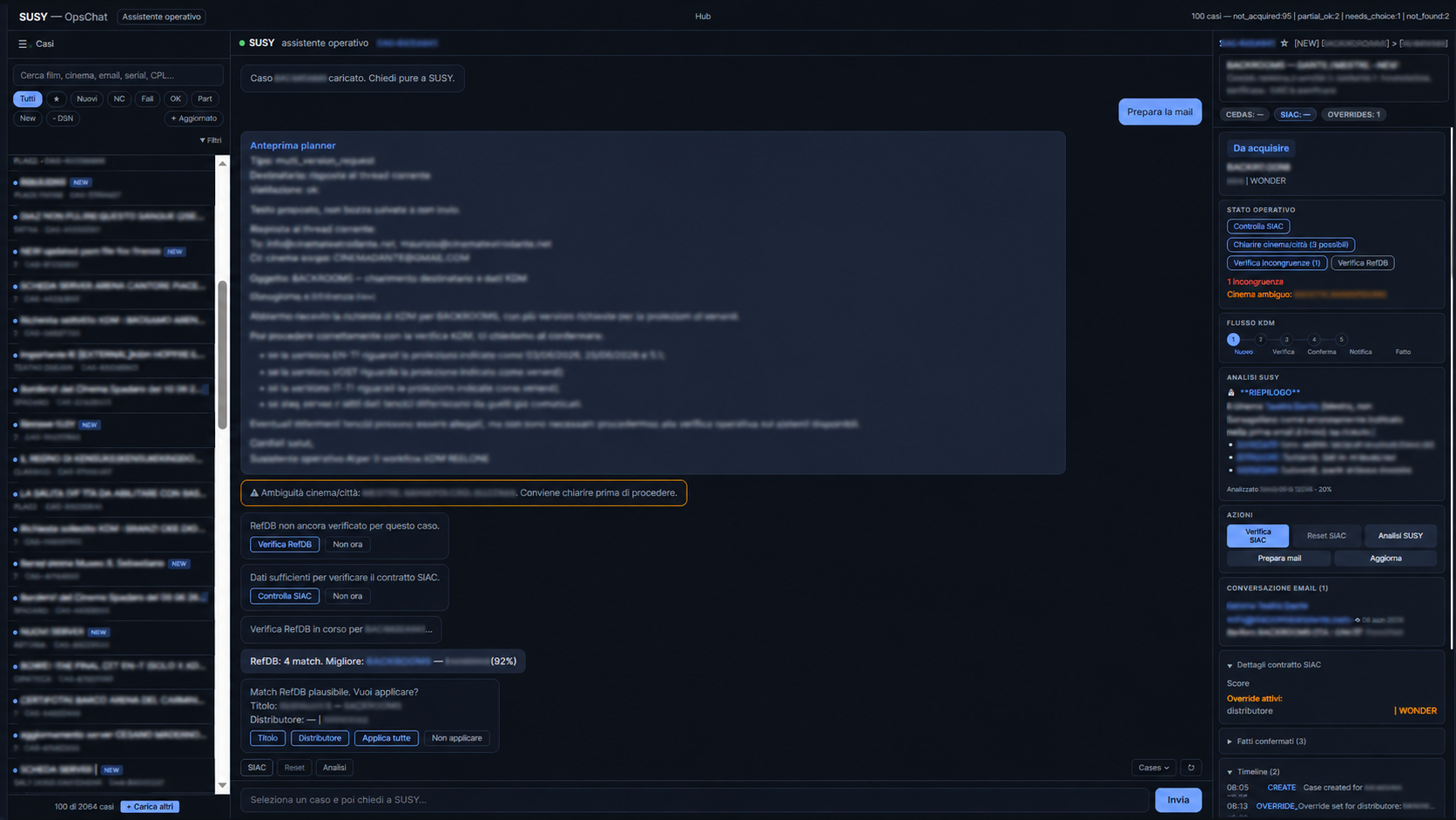 Anonymized OpsChat2 operator cockpit