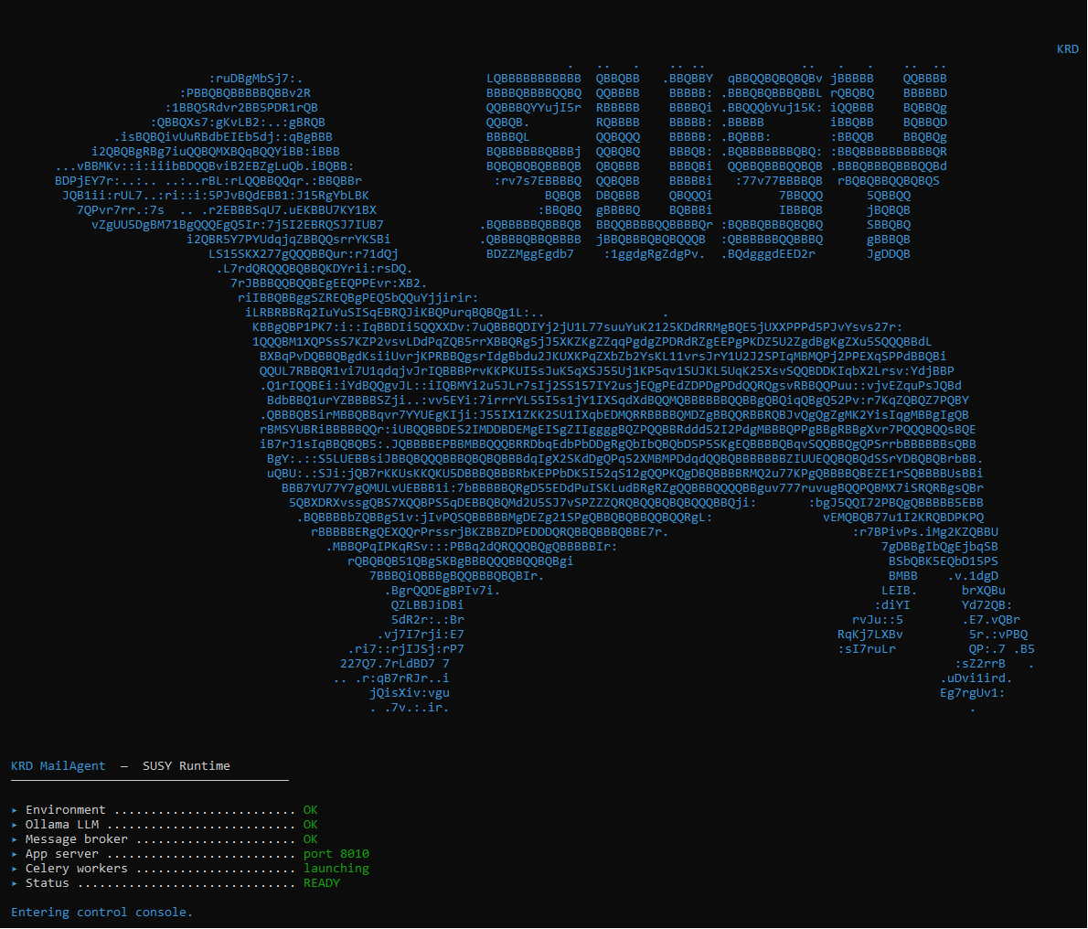 SUSY runtime splash screen for MailAgent