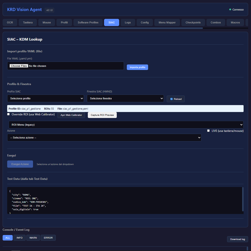 VisionAgent SIAC KDM lookup interface
